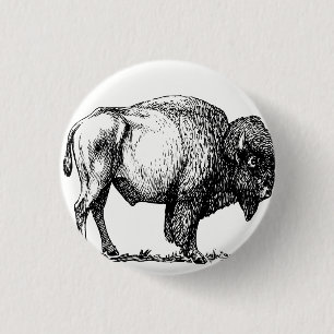 Badge Rond 2,50 Cm Bison de Buffalo américain