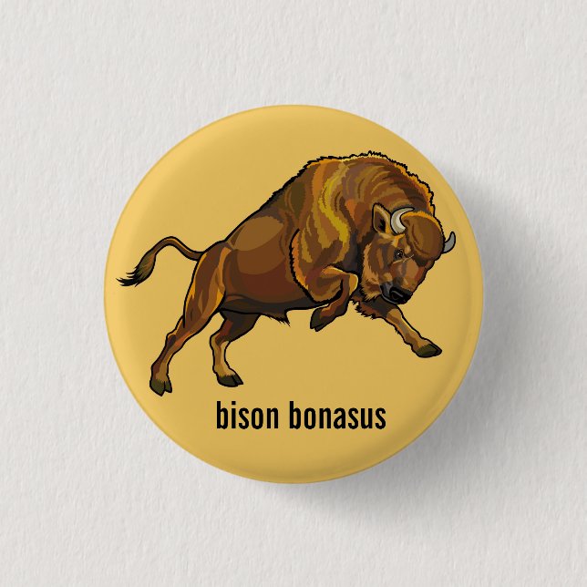 Badge Rond 2,50 Cm bison européen (Devant)