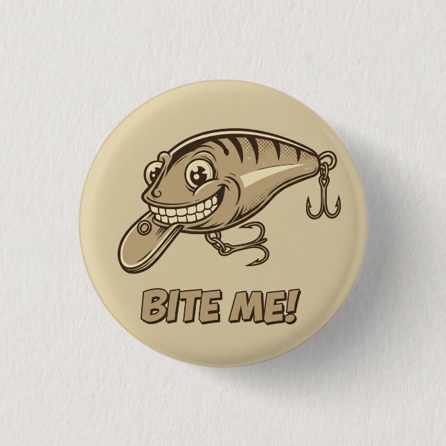 Badge Rond 2,50 Cm Bite-Moi ! Bouton pêche leurre (Devant)