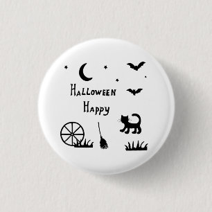 Badge Rond 2,50 Cm Black Happy Halloween horreur éffrayant