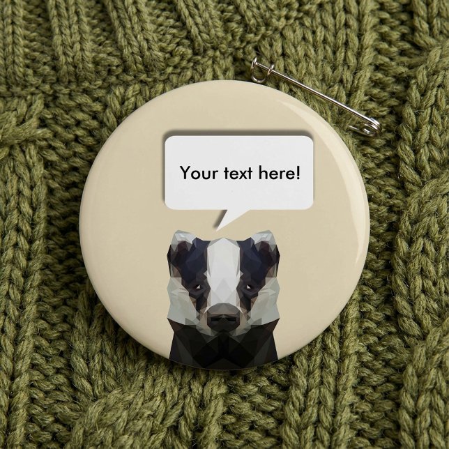 Badge Rond 2,50 Cm Blaireau géométrique mignon de bulle vocale (Speech bubble Cute geometric badger Pinback Button.)