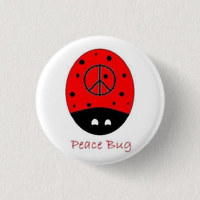 Badge Rond 2,50 Cm blanc de bouton d'insecte de paix mini (Devant)