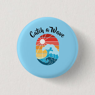 Badge Rond 2,50 Cm Blanc Marqué, Logo de l'entreprise de sports Wave