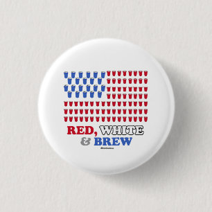 Badge Rond 2,50 Cm Blanc rouge et brune