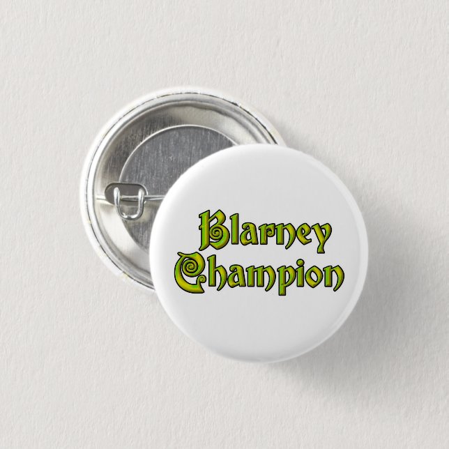 Badge Rond 2,50 Cm Blarney Champion bouton blanc petit (Devant & derrière)