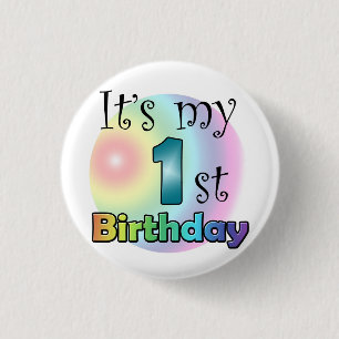Badge Rond 2,50 Cm Blauwe C'est mon 1er anniversaire