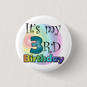 Badge Rond 2,50 Cm Blauwe C'est mon 3e anniversaire