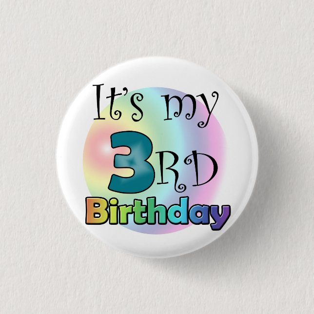 Badge Rond 2,50 Cm Blauwe C'est mon 3e anniversaire (Devant)