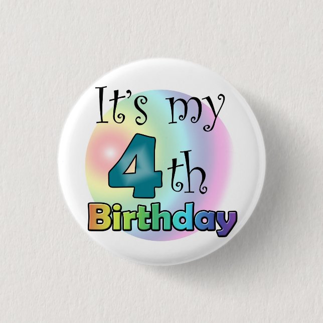 Badge Rond 2,50 Cm Blauwe C'est mon 4e anniversaire (Devant)