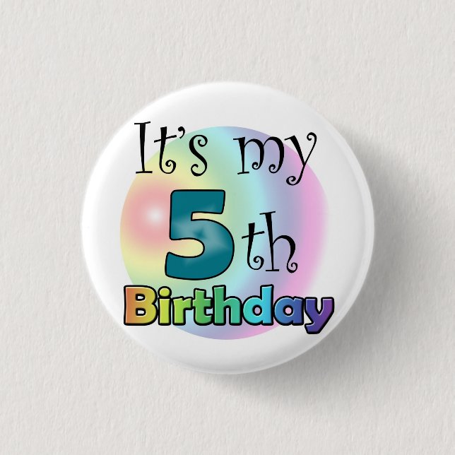 Badge Rond 2,50 Cm Blauwe C'est mon 5e anniversaire (Devant)