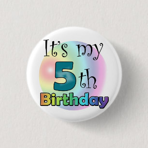 Badge Rond 2,50 Cm Blauwe C'est mon 5e anniversaire