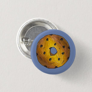 Badge Rond 2,50 Cm Bleu Blueberry Cake Donut Douce Petit déjeuner