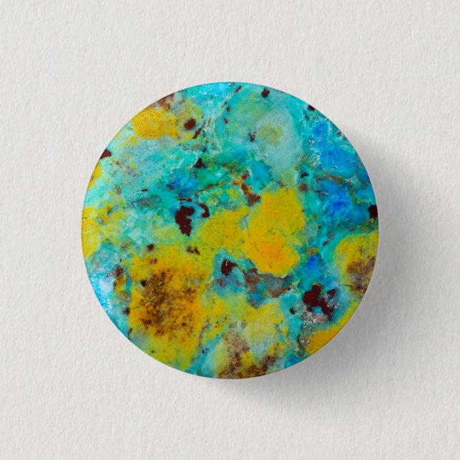 Badge Rond 2,50 Cm Bleu Chrysocolla Jasper (Devant)