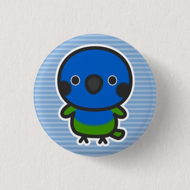Badge Rond 2,50 Cm Bleu-couronné Conure (Devant)