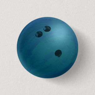 Badge Rond 2,50 Cm Bleu de boule de bowling