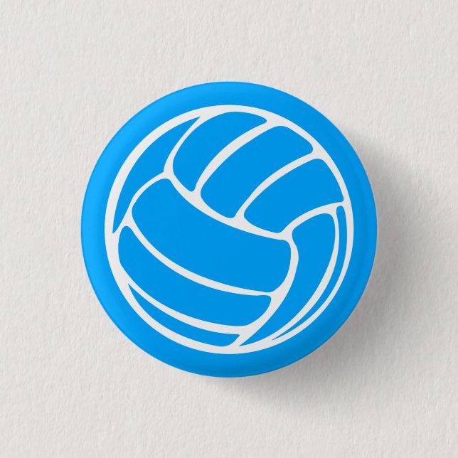 Badge Rond 2,50 Cm Bleu de bouton de silhouette de volleyball (Devant)