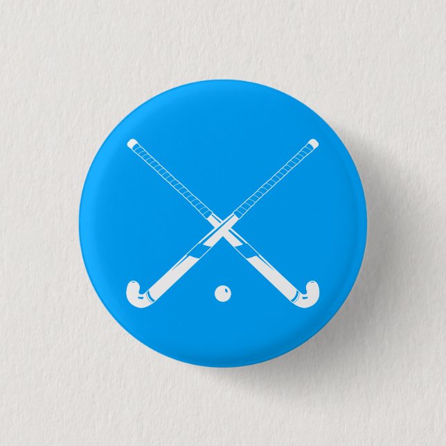 Badge Rond 2,50 Cm Bleu de bouton de silhouette d'hockey de champ (Devant)