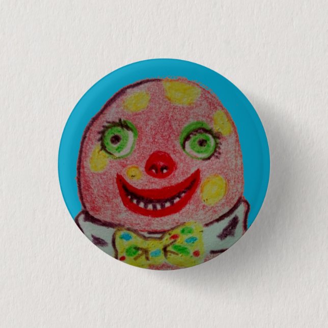 Badge Rond 2,50 Cm Bleu d'insigne de crayon de M. Blobby (Devant)