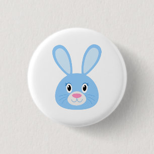 Badge Rond 2,50 Cm Bleu lapin drôle
