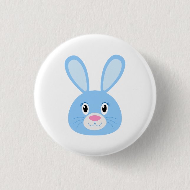 Badge Rond 2,50 Cm Bleu lapin drôle (Devant)