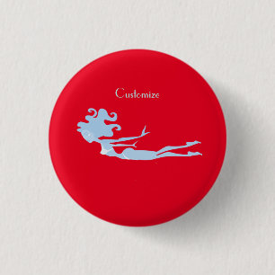 Badge Rond 2,50 Cm Bleu Mermaid Swimmer Thunder_Cove 