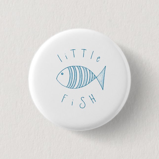 Badge Rond 2,50 Cm Bleu Nautique Petit Poisson (Devant)
