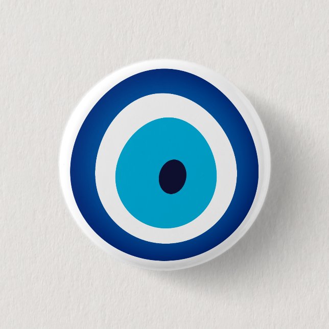 Badge Rond 2,50 Cm Bleu Oeil Lucky Charme (Devant)