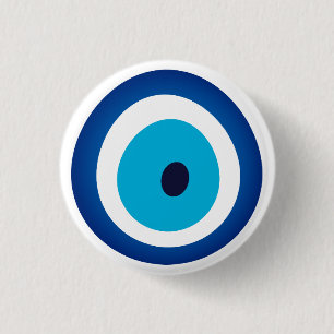 Badge Rond 2,50 Cm Bleu Oeil Lucky Charme