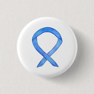 Badge Rond 2,50 Cm Bleu Sensibilisation Ruban Art Customisé Pins de m