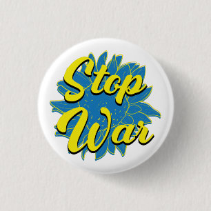 BADGE ROND 2,50 CM BLEUE & JAUNE ARRÊTER LA GUERRE UKRANIENNE