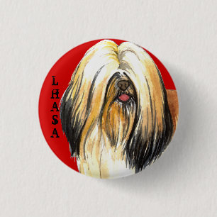 Badge Rond 2,50 Cm Bloc de couleur de Lhasa Apso