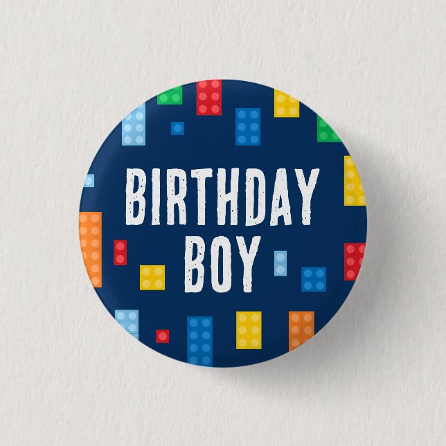 Badge Rond 2,50 Cm Blocs d'immeuble Enfant d'anniversaire (Devant)