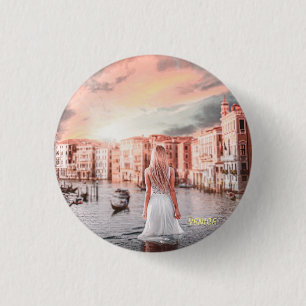 Badge Rond 2,50 Cm Blondie Dans Venise Romantique