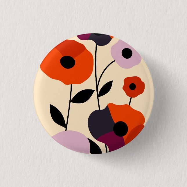 Badge Rond 2,50 Cm Bloom minimal du pavot (Devant)