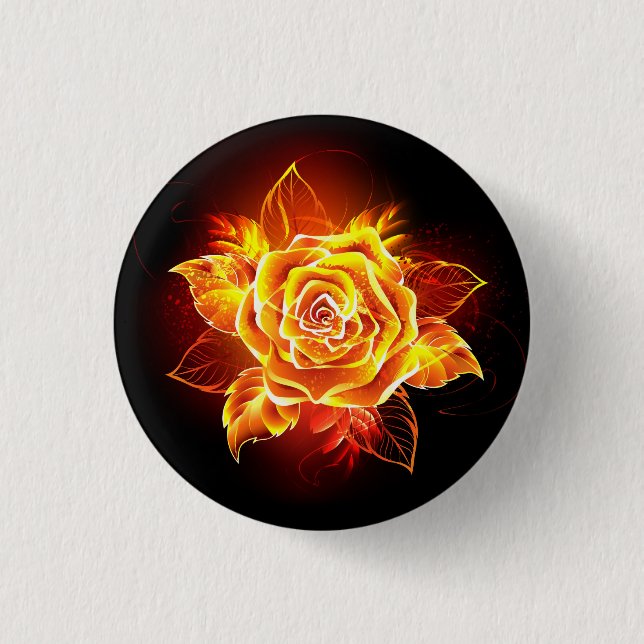 Badge Rond 2,50 Cm Blooming Fire Rose (Devant)