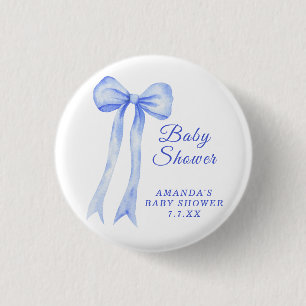 Badge Rond 2,50 Cm Blue a Bow C'est un Baby shower garçon