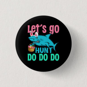 Badge Rond 2,50 Cm Blue Bunny Oreilles requin Chasse aux oeufs de Pâq