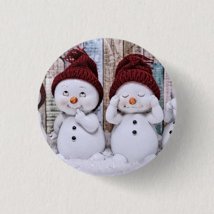 Badge Rond 2,50 Cm Blue Christmas mignon Snowman