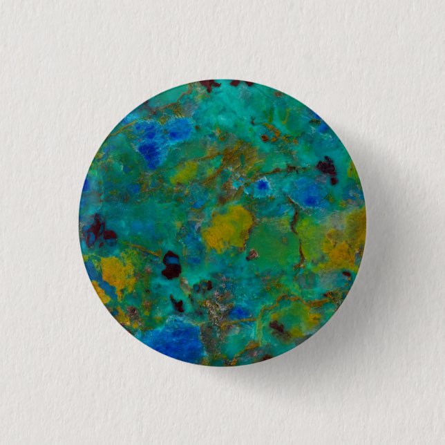 Badge Rond 2,50 Cm Blue Cliff Chrysocolla (Devant)