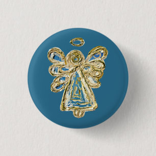 Badge Rond 2,50 Cm Blue Guardian Holiday Angel Custom Button Pins
