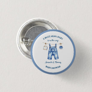 Badge Rond 2,50 Cm Blue Jean Denim Baby shower Favoriser