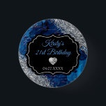Badge Rond 2,50 Cm Blue Mermaid Letters Silver Glitter Birthday<br><div class="desc">Chic Birthday item features a lovely blue and silver mermaid letters background with silver glitter and a diamond heart.</div>