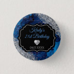 Badge Rond 2,50 Cm Blue Mermaid Letters Silver Glitter Birthday<br><div class="desc">Chic Birthday item features a lovely blue and silver mermaid letters background with silver glitter and a diamond heart.</div>