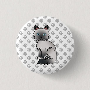 Badge Rond 2,50 Cm Blue Point Birman / Ragdoll Cute Cat & Paws