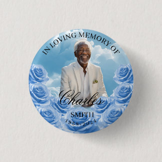Badge Rond 2,50 Cm Blue Sky Memorial Button Roses Memorial Button