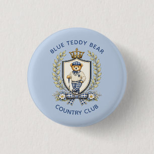 Badge Rond 2,50 Cm Blue Teddy Bear Country Club   Soirée de Golf