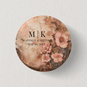 Badge Rond 2,50 Cm Boho Cowgirl Western Florals Mariage