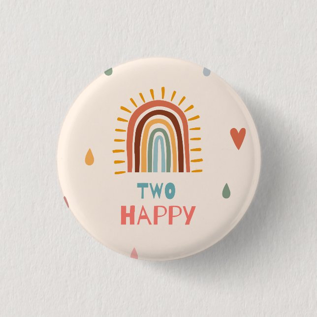 Badge Rond 2,50 Cm Boho Deux secondes Anniversaire Rainbow (Devant)