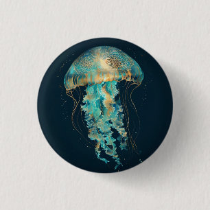 Badge Rond 2,50 Cm Boho Jellyfish   Océan profond