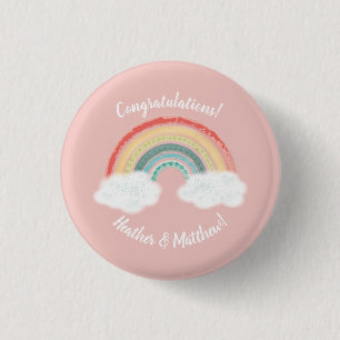 Badge Rond 2,50 Cm Boho Rainbow Baby shower rose